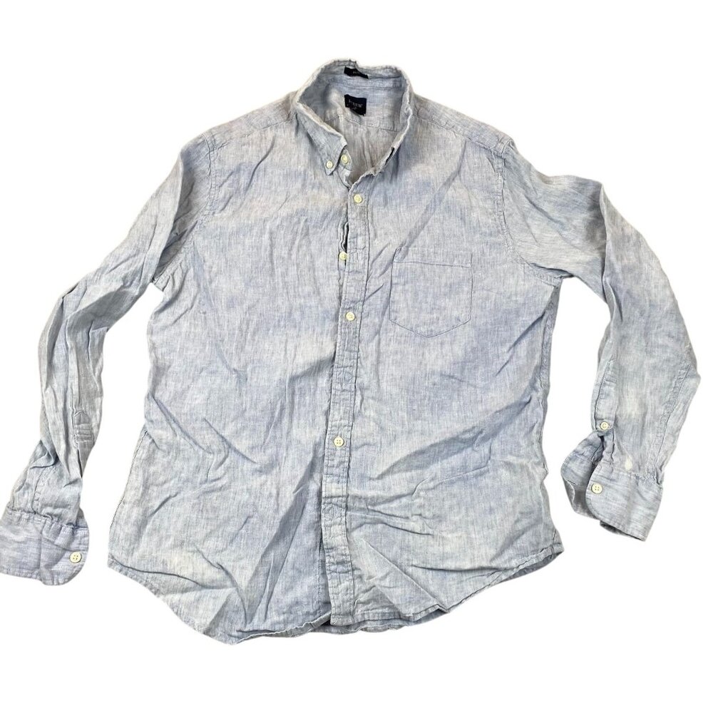 J.Crew Mens Shirt Large Slim Fit Long Sleeve Button Down Casual Lightweight Blue